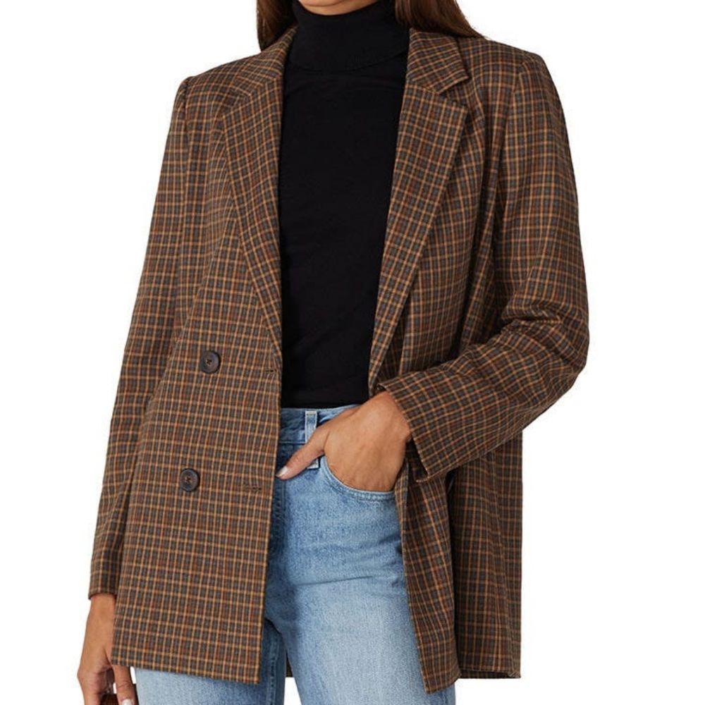Madewell Caldwell Blazer in Brown Plaid NWOT